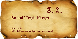 Bozsányi Kinga névjegykártya